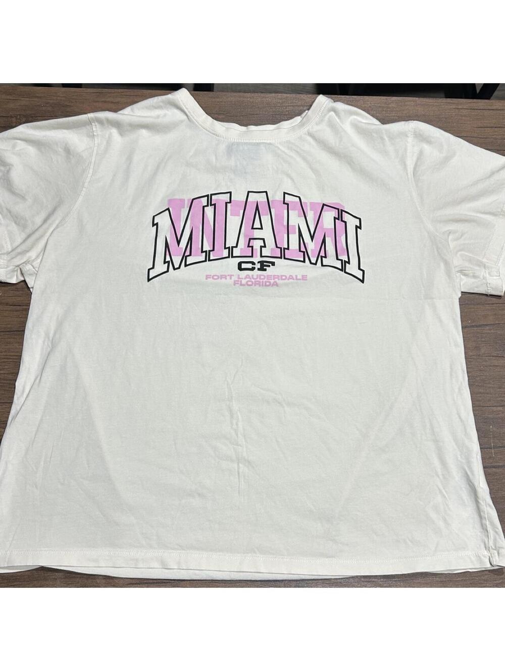 MLS Miami Fort Lauderdale Florida Women’s XXL White Pink Graphic T-Shirt